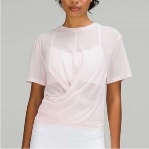 Lululemon lightweight mesh reversible yoga tee pink size 6 NWT